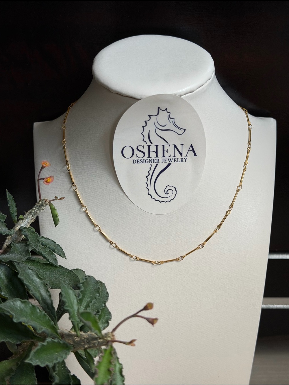 Oshena Cozumel Bamboo Link Gold Layering Necklace: Gold-Link Necklace for Women